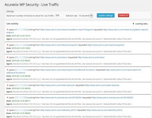 Acunetix WP Security - Live Traffic