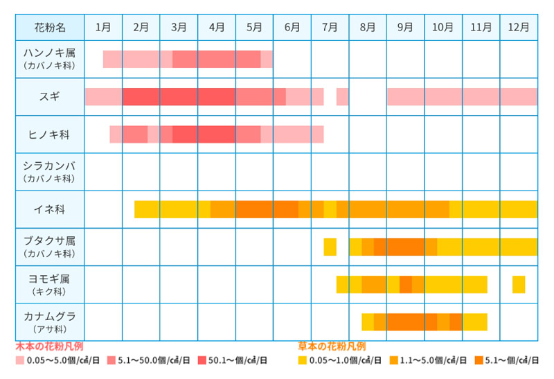 花粉カレンダー（関東エリア）